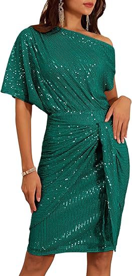 One-Shoulder Pleated Gown