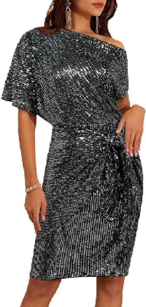 One-Shoulder Pleated Gown