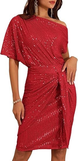 One-Shoulder Pleated Gown