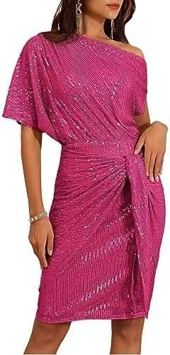 One-Shoulder Pleated Gown