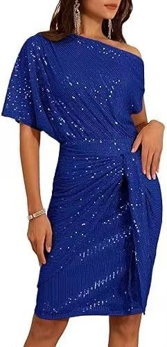 One-Shoulder Pleated Gown