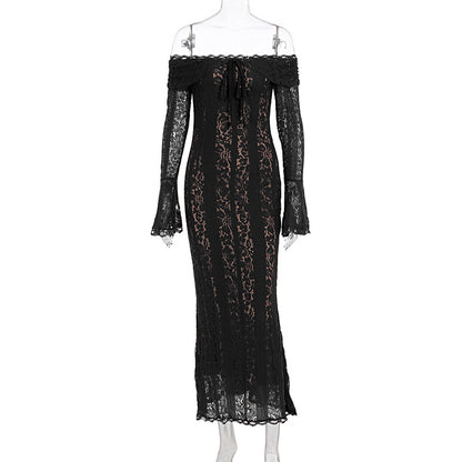 One-shoulder plunging long dress