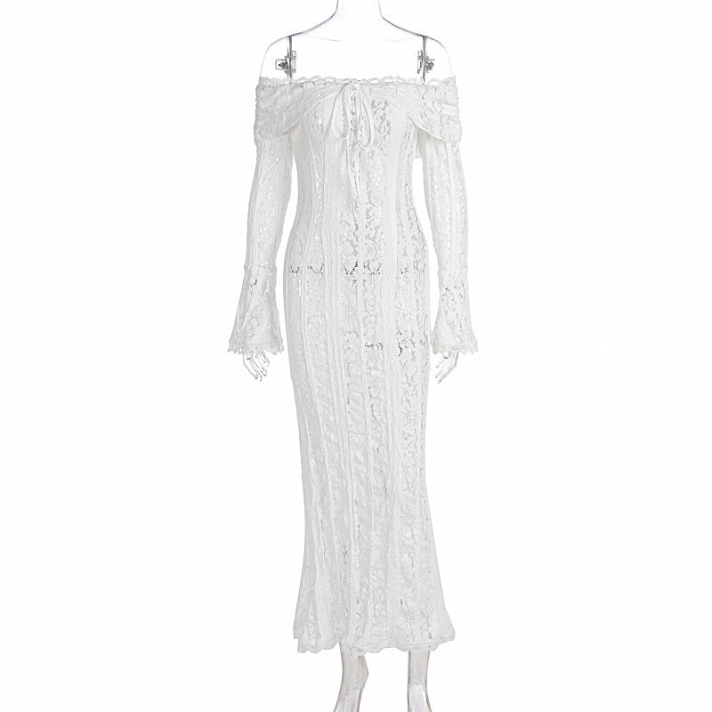 One-shoulder plunging long dress