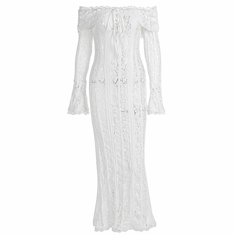 One-shoulder plunging long dress