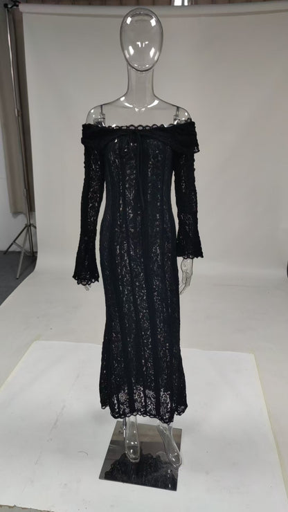 One-shoulder plunging long dress