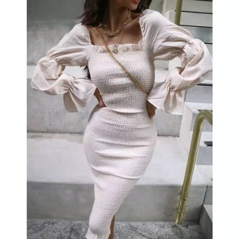 One Shoulder Puff Sleeve Dress