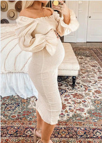 One Shoulder Puff Sleeve Dress