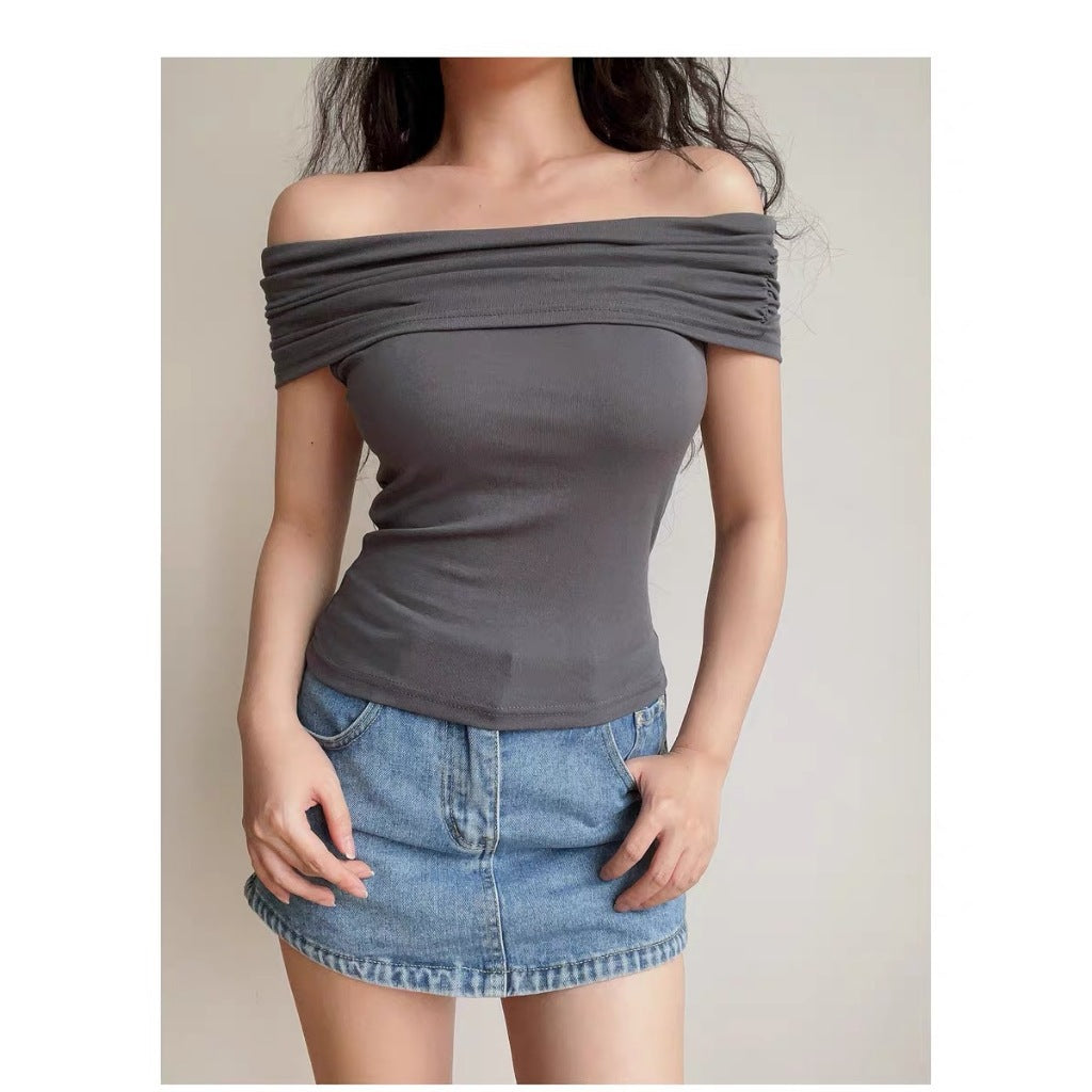 One-shoulder short-sleeved T-shirt