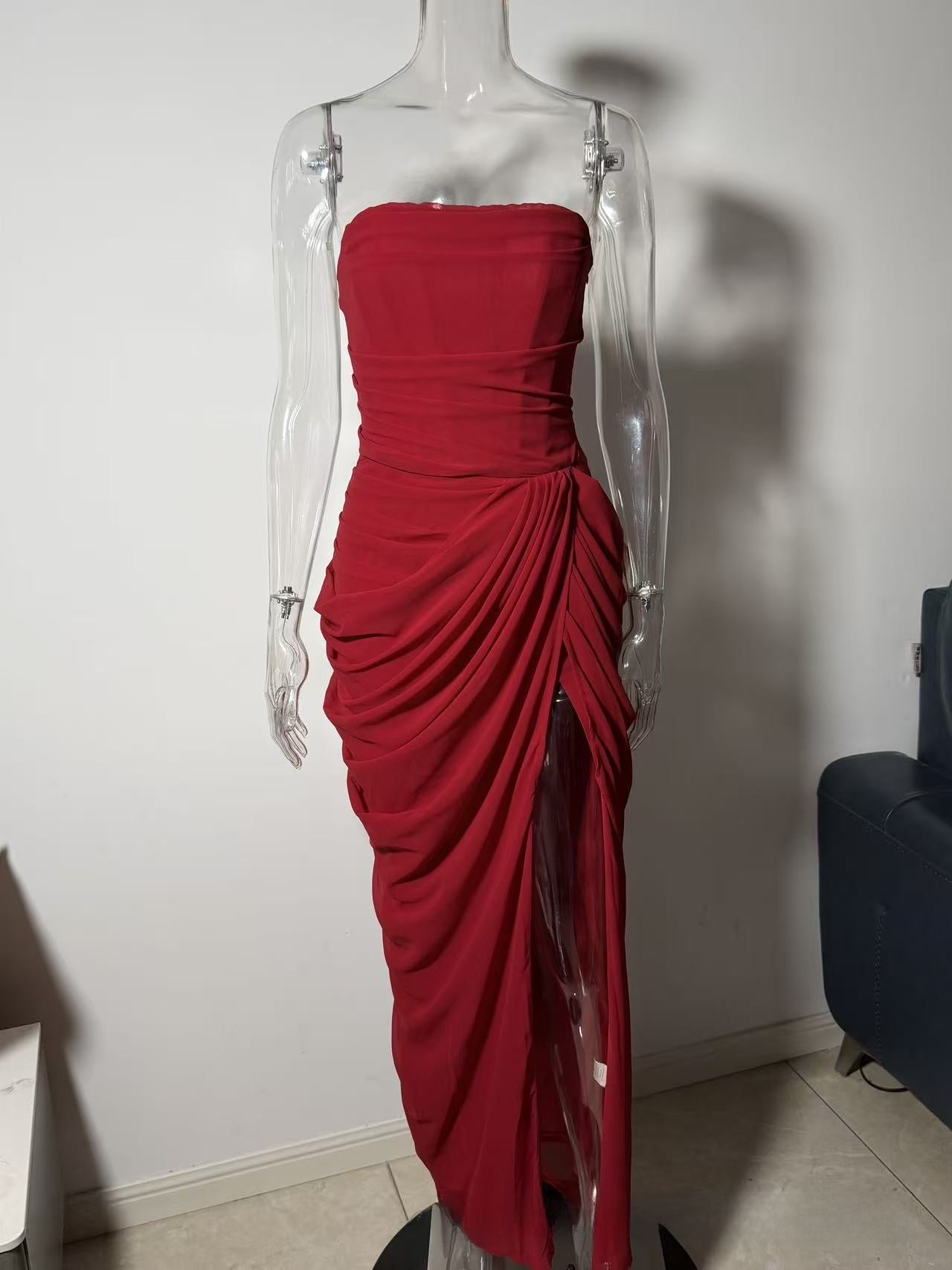 One Shoulder Slit Dress