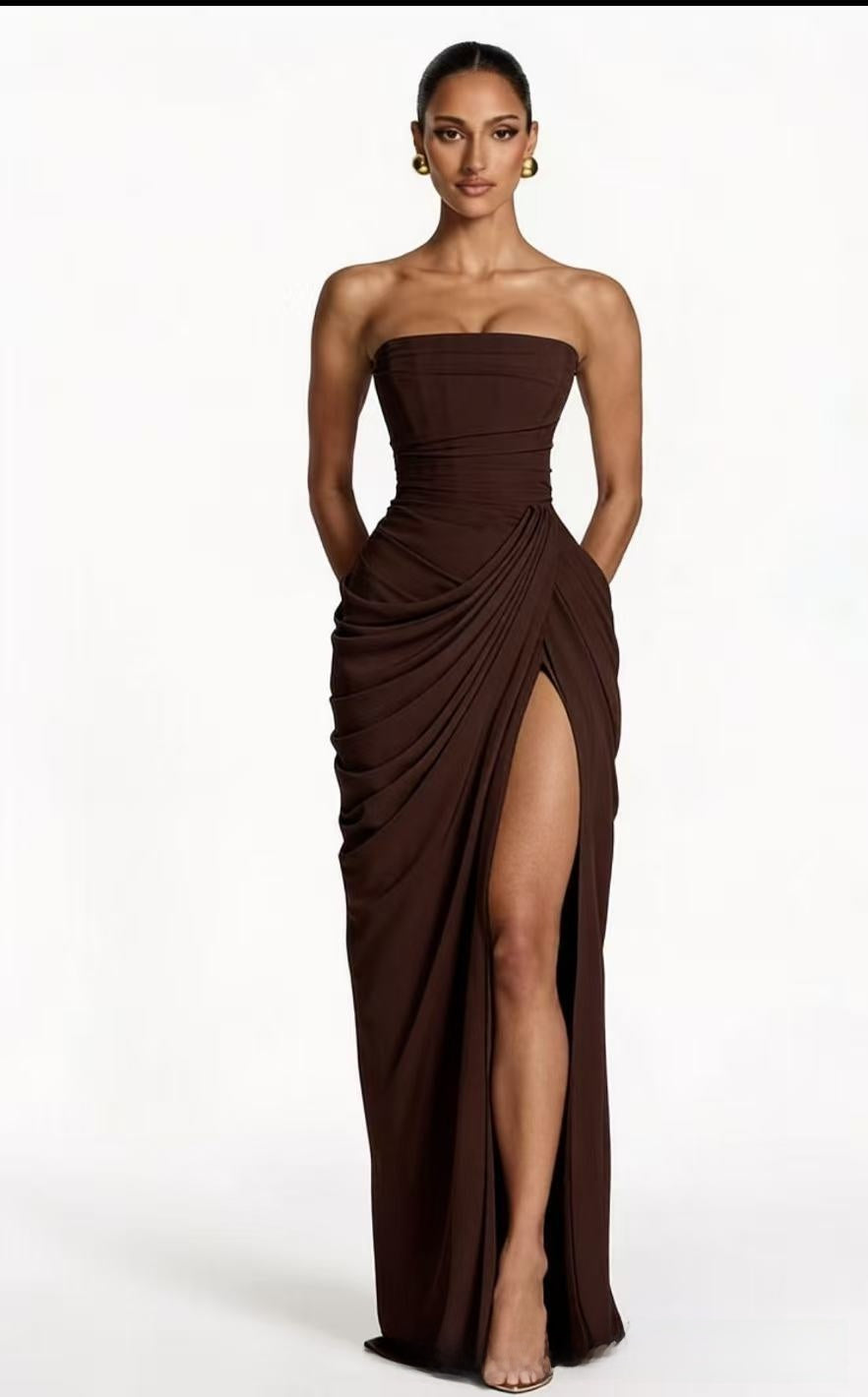 One Shoulder Slit Dress