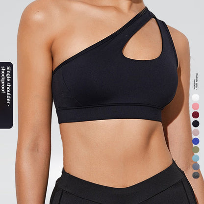 One-Shoulder Sports Bra Fitness Yoga Quick-Dry Top