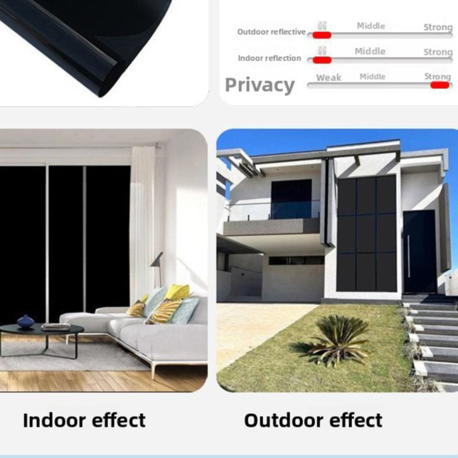 One Way Privacy Window Film Heat Insulation UV Protection