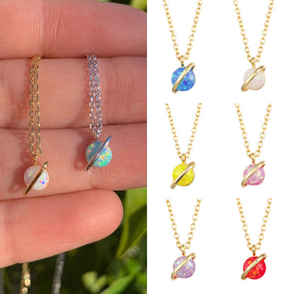 Opal Planet Geometric Necklace
