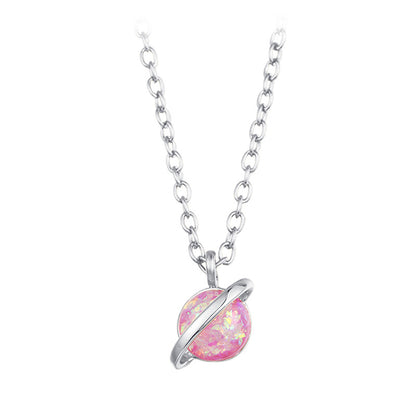 Opal Planet Geometric Necklace