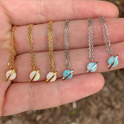 Opal Planet Geometric Necklace