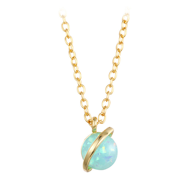 Opal Planet Geometric Necklace