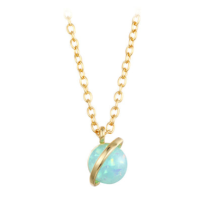 Opal Planet Geometric Necklace