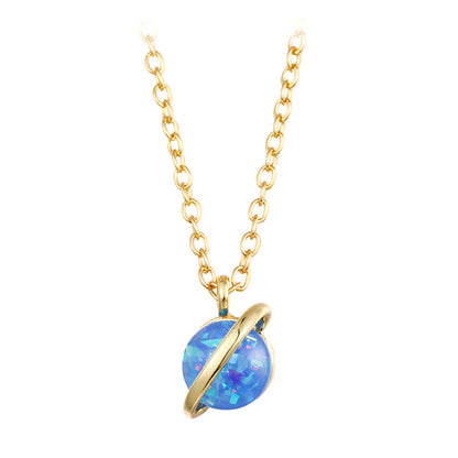 Opal Planet Geometric Necklace