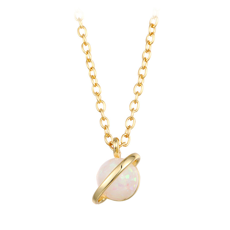 Opal Planet Geometric Necklace