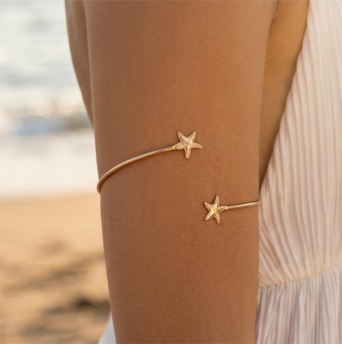 Open Cuff Star Shell Bracelet