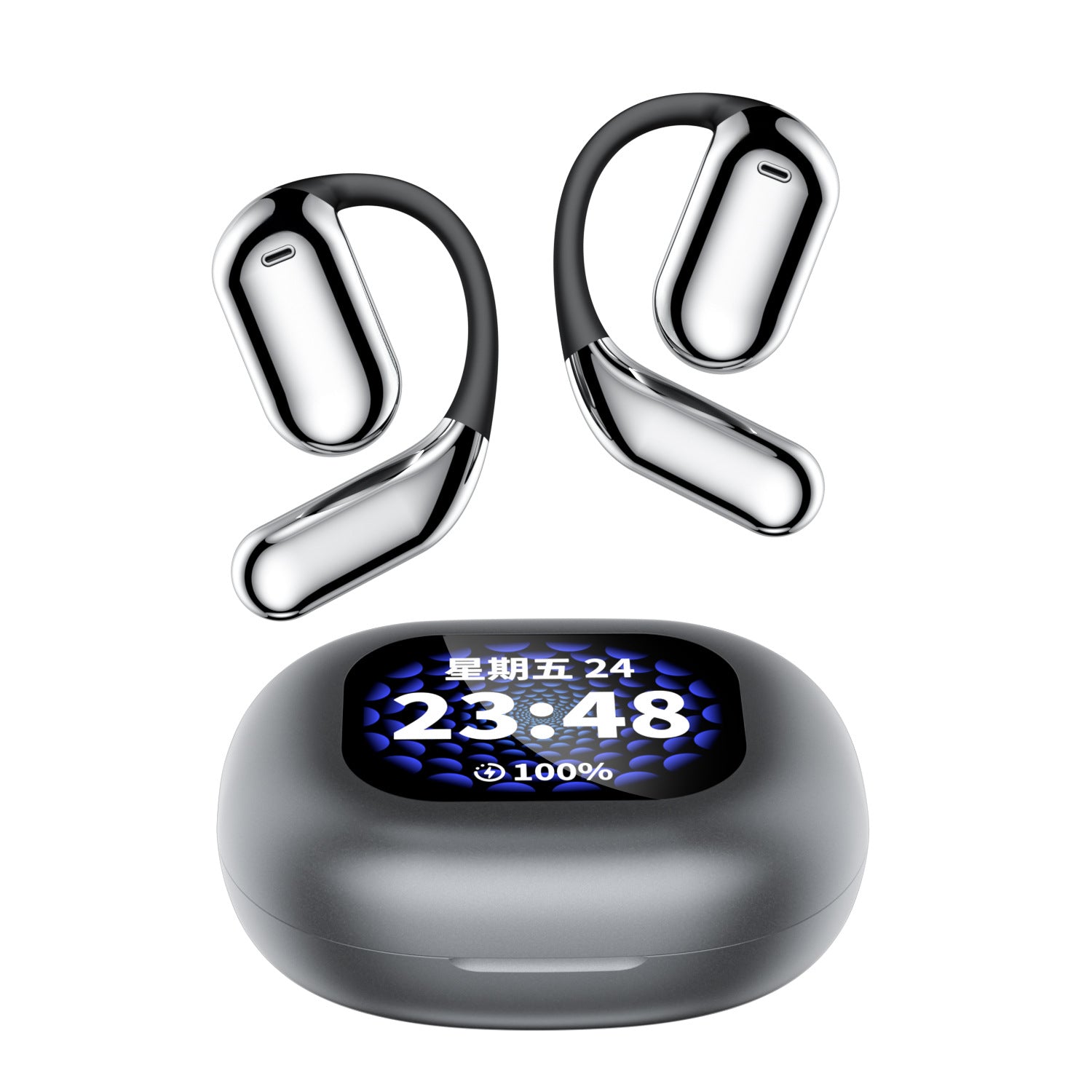 Open-Ear Bluetooth Earphones with AI Translation and Color Screen