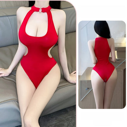 Open-front one-piece garment