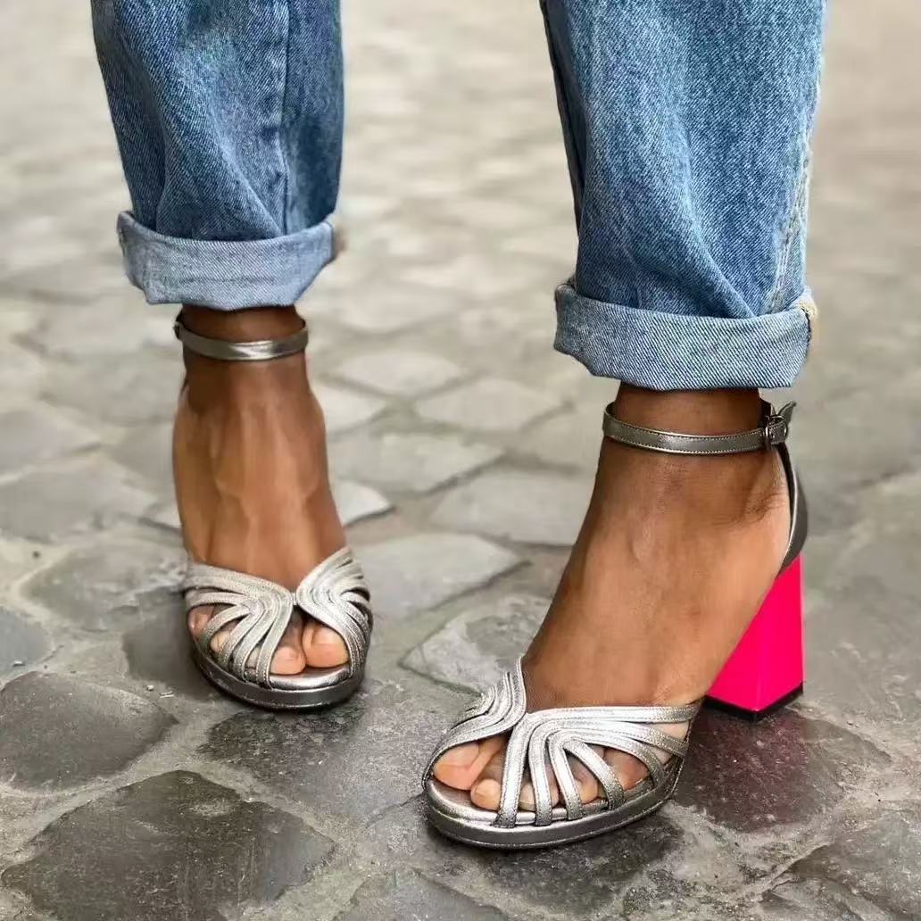 Open Toe Buckle Strap Platform Sandals