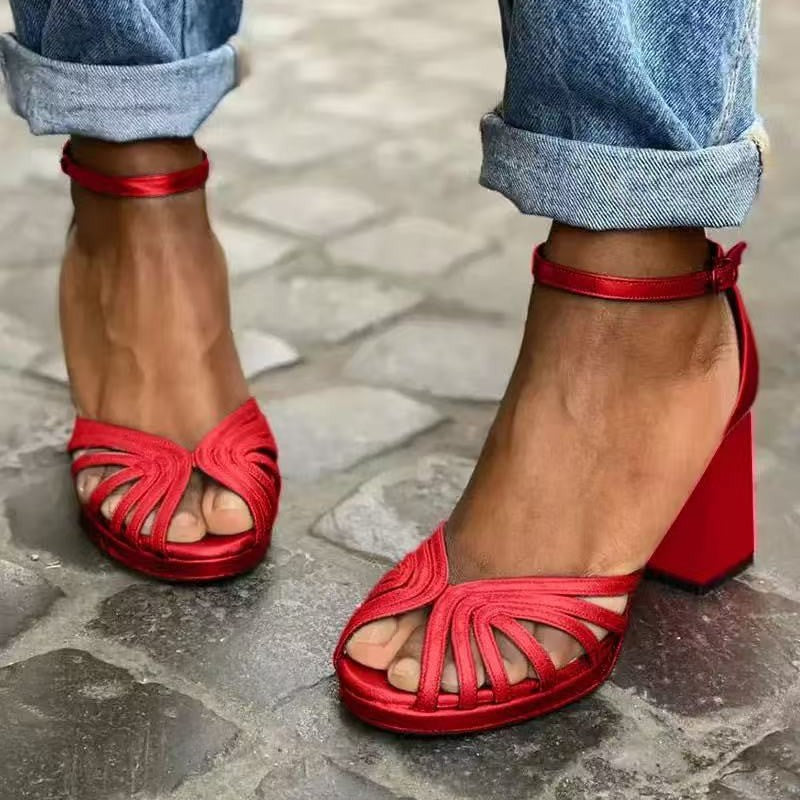 Open Toe Buckle Strap Platform Sandals