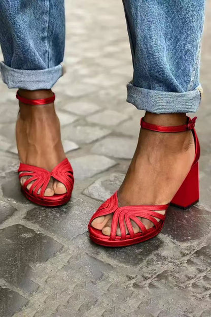 Open Toe Buckle Strap Platform Sandals