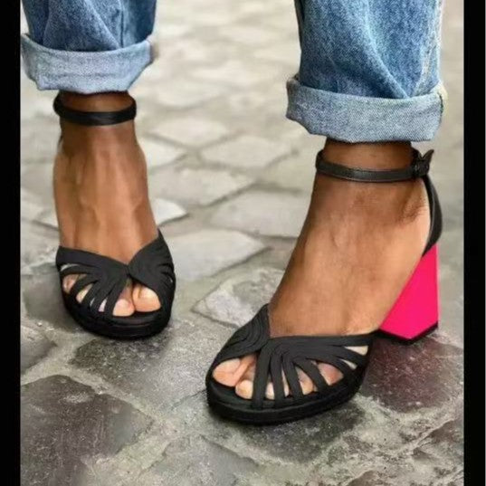 Open Toe Buckle Strap Platform Sandals