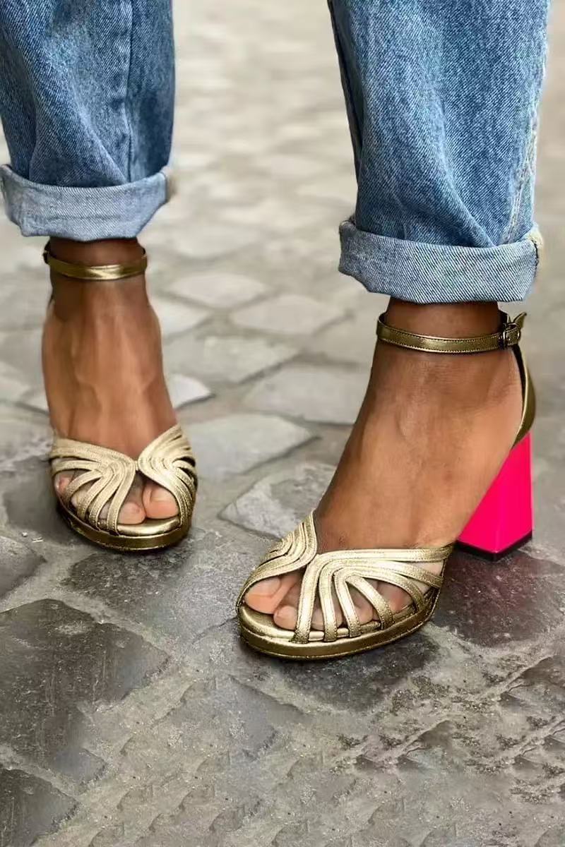 Open Toe Buckle Strap Platform Sandals
