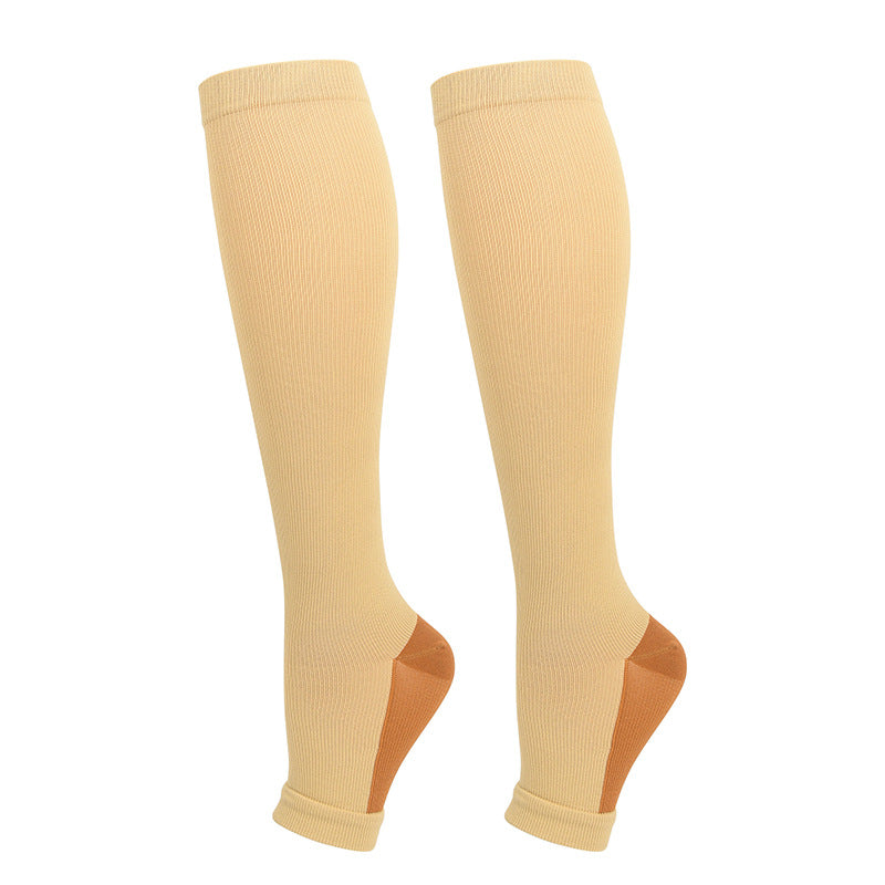 Open Toe Compression Socks Breathable Calf Support