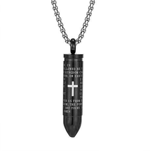 Openable Bullet Cross Titanium Steel Pendant
