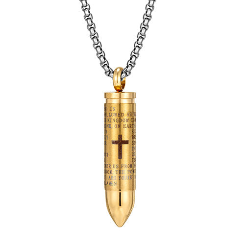 Openable Bullet Cross Titanium Steel Pendant