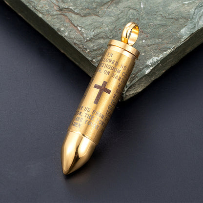 Openable Bullet Cross Titanium Steel Pendant