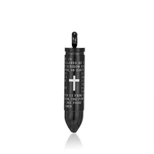 Openable Bullet Cross Titanium Steel Pendant
