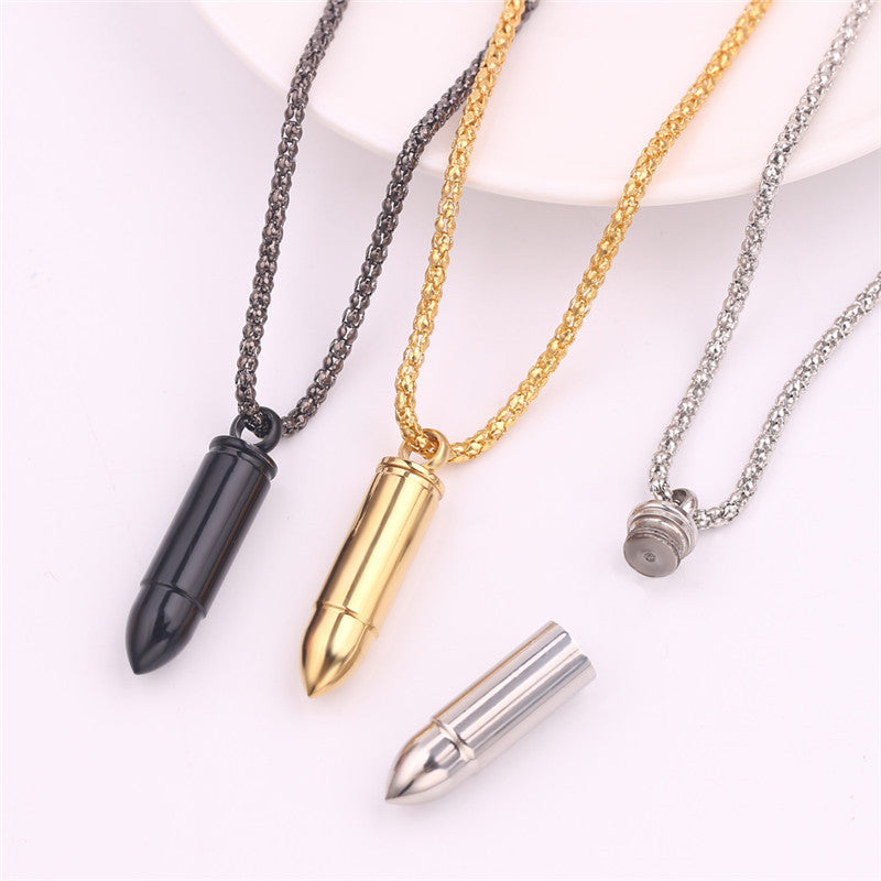 Openable Bullet Head Titanium Steel Necklace