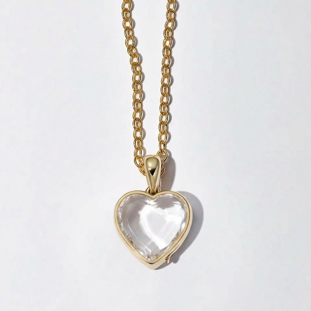 Openable Photo Locket Necklace with Zircon