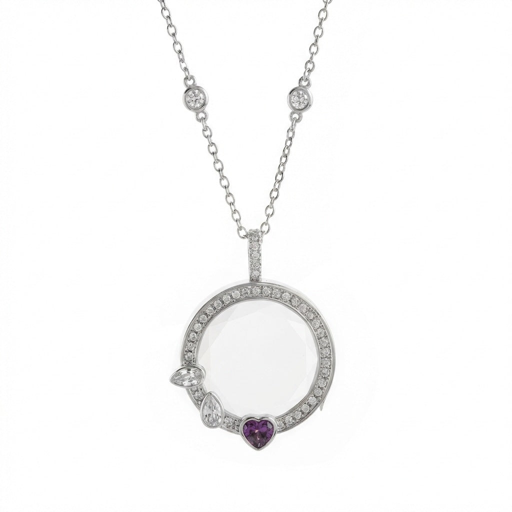 Openable Photo Locket Necklace with Zircon
