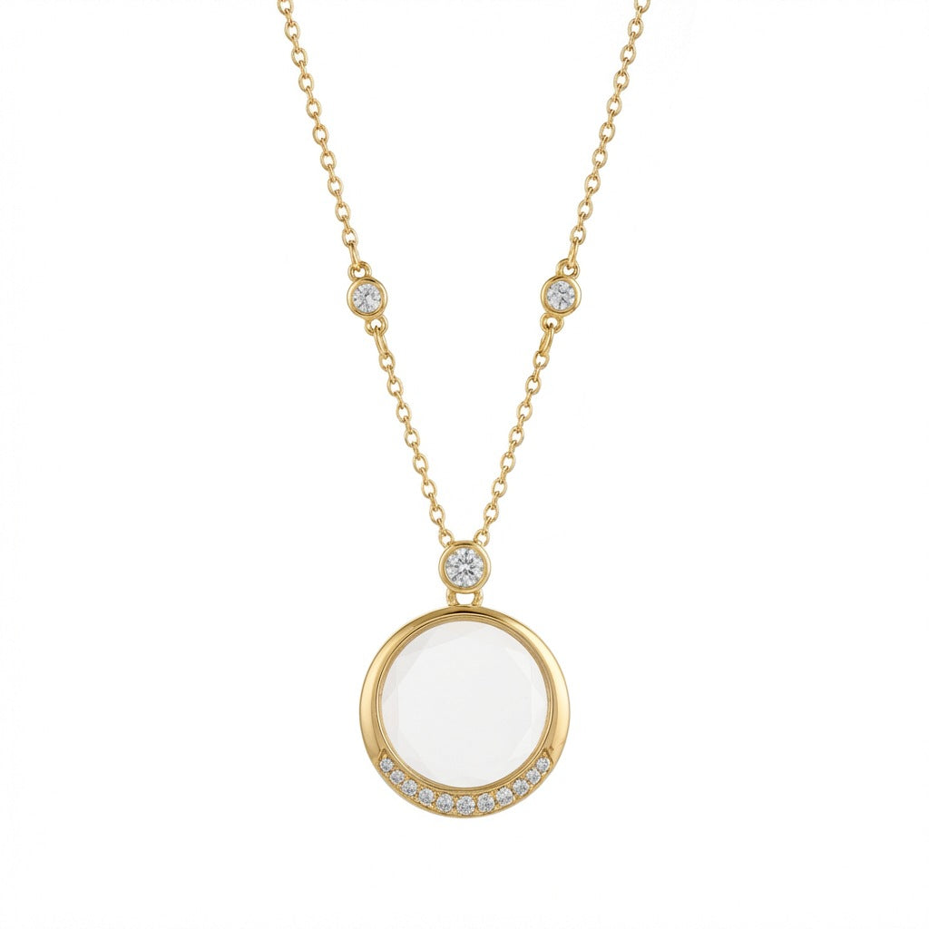 Openable Photo Locket Necklace with Zircon