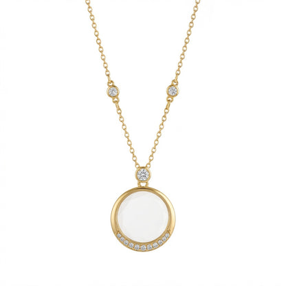 Openable Photo Locket Necklace with Zircon