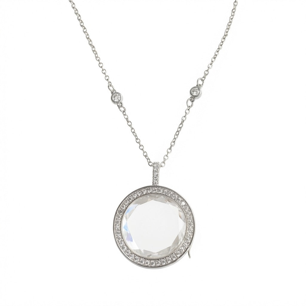 Openable Photo Locket Necklace with Zircon