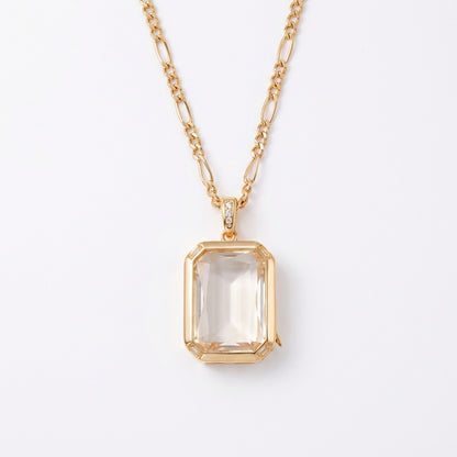 Openable Photo Locket Necklace with Zircon