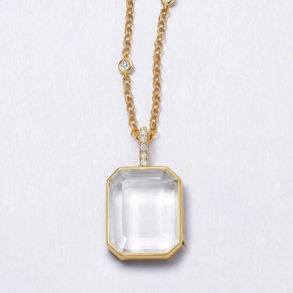 Openable Photo Locket Necklace with Zircon