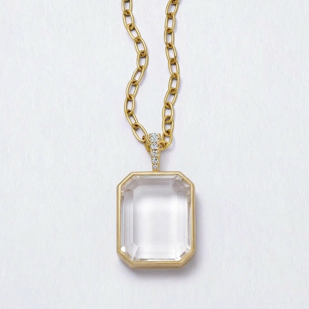 Openable Photo Locket Necklace with Zircon