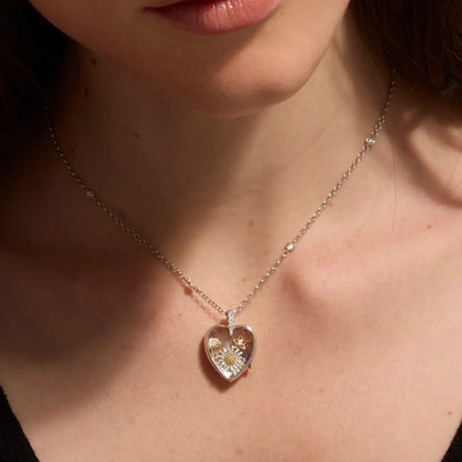 Openable Photo Locket Necklace with Zircon