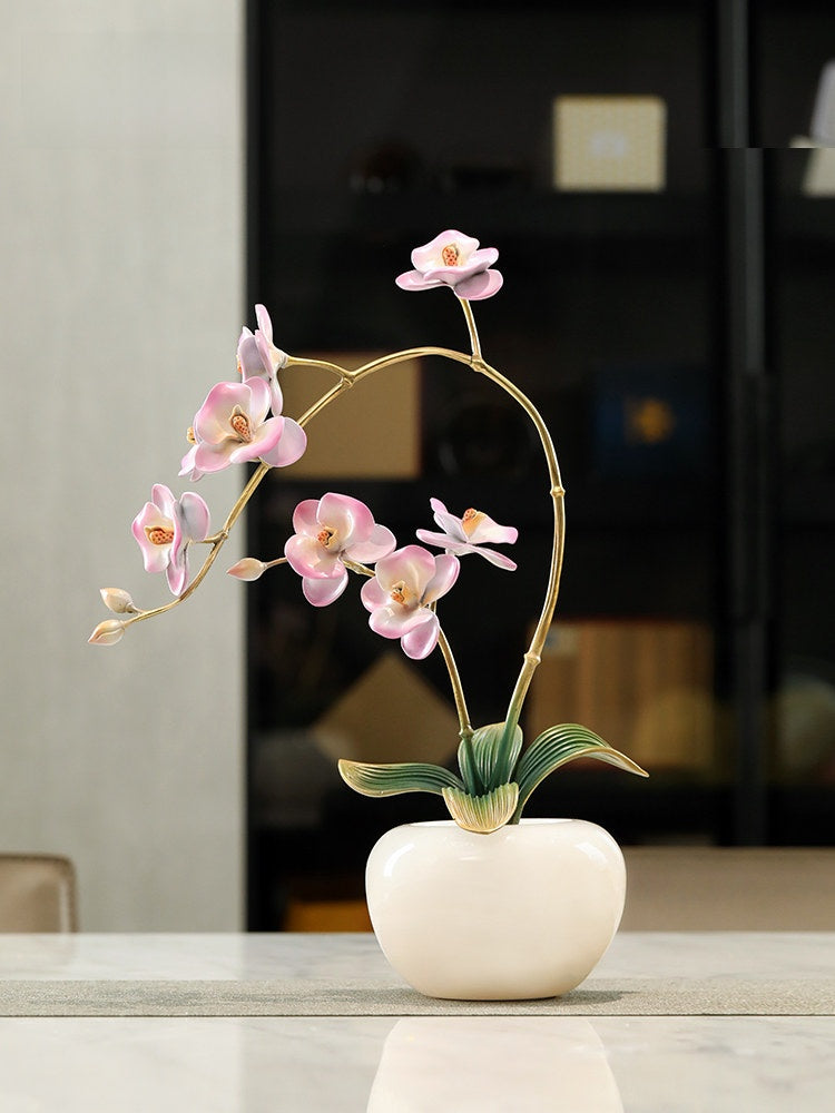 Orchid-shaped bronze decorative item for home decoration