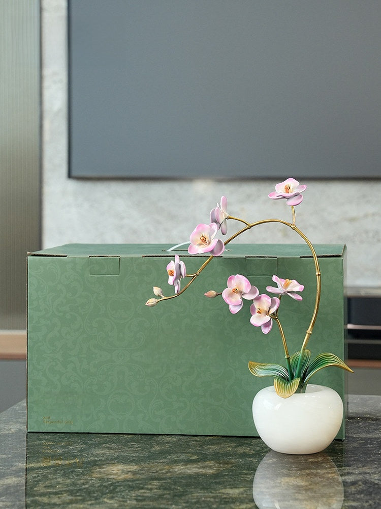 Orchid-shaped bronze decorative item for home decoration