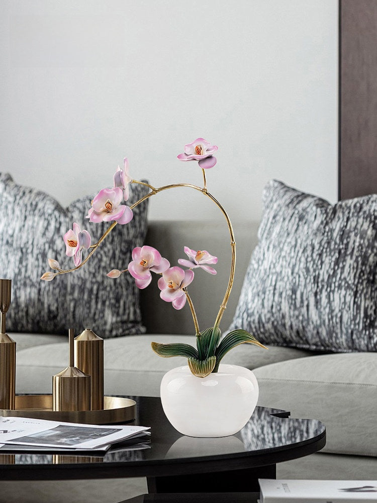 Orchid-shaped bronze decorative item for home decoration
