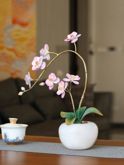 Orchid-shaped bronze decorative item for home decoration